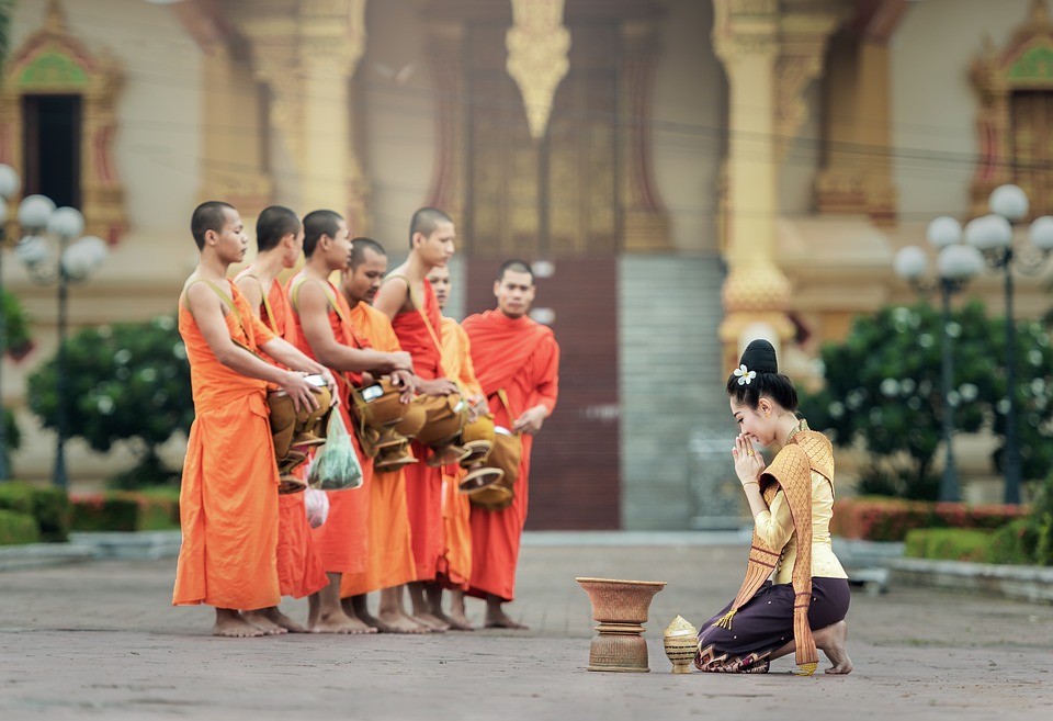 Monks praying in Thailand